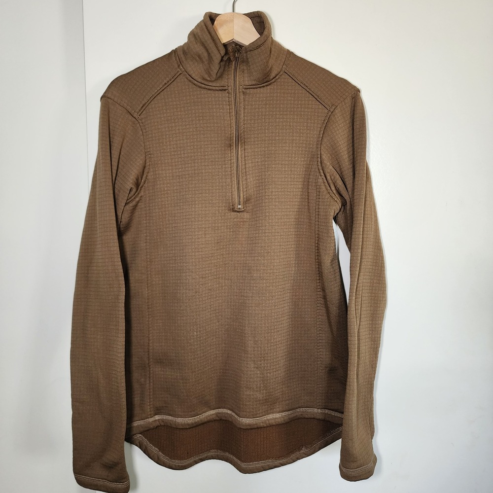 Beyond Clothing PCU Level 2 Grid Fleece Mens S Brown Excellent Quarter Zip Top